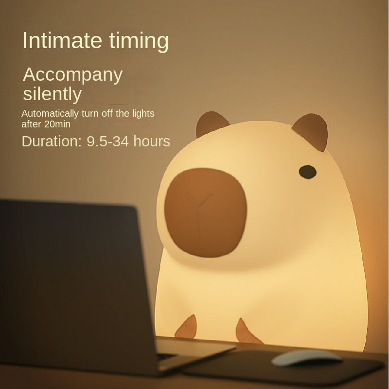 Capybara Night Light Cute Animal Silicone Nursery Night Light Rechargeable Table Lamp Bedside Lamp with Touch Sensor for Bedrooms Living Room