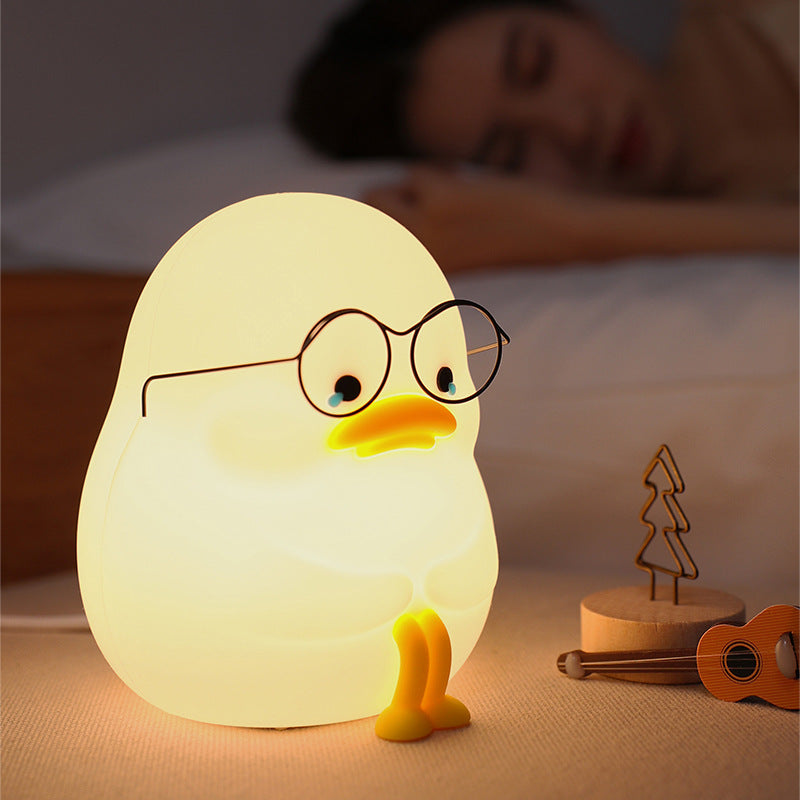 Night Light for Kids - Emo Duck Premium Silicone Lamp, Cute and Dimmable Nightlight for Soothing Bedtime Ambience, Multiple Nightlights