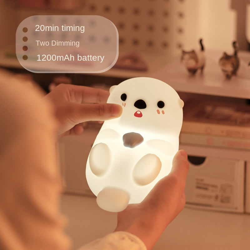 Cute Otter Night Light for Kids Bedroom, Animal Silicone Nursery Night Lamp Touch Control Sea Otter Nightlights USB Rechargeable Bedside Lamp for Baby Children Toddlers Girls Gift