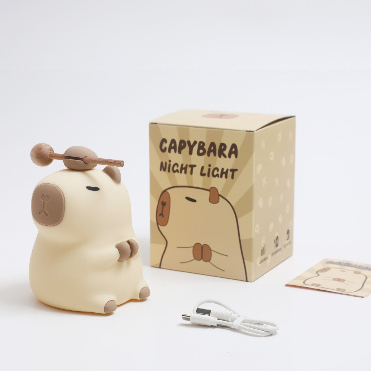 Capybara Night Light, Nursery Lamp, 7-Color RGB & 3-Level Warm Dimmable Warm, Tap Control, 30Min Timer, 100% Safe &Soft Silicone, Adorable, Soothing Ambiance, Gift for Kids, Detachable Flower