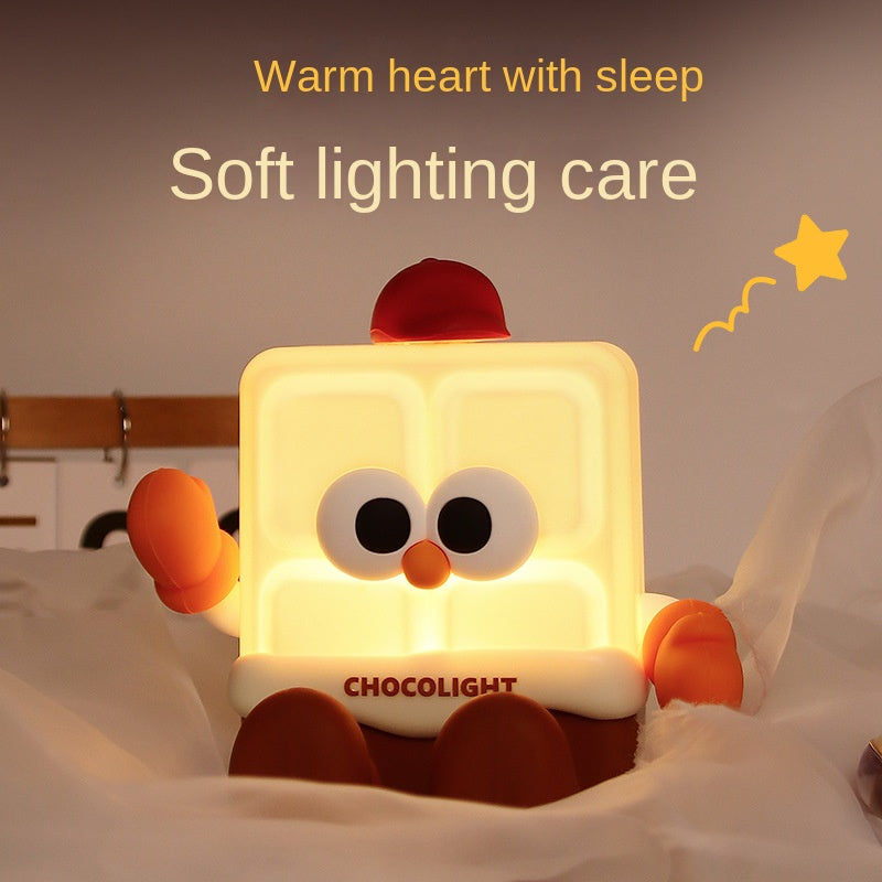 Chocolate Night Light,Cute LED Chocolate Lamp,Rechargeable Bedside Tap Lamp with Touch Sensor,Funny Office Desk Decor