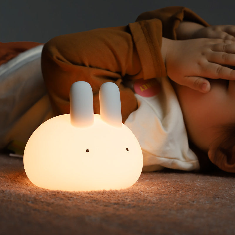 Night Light for Kids, Cute Squishy Bunny Bedside Lamp, Kawaii Animals Silicon Light Up for Boys and Girls, LED Decor Nightlight for Toddler Bedroom and Kid Room.