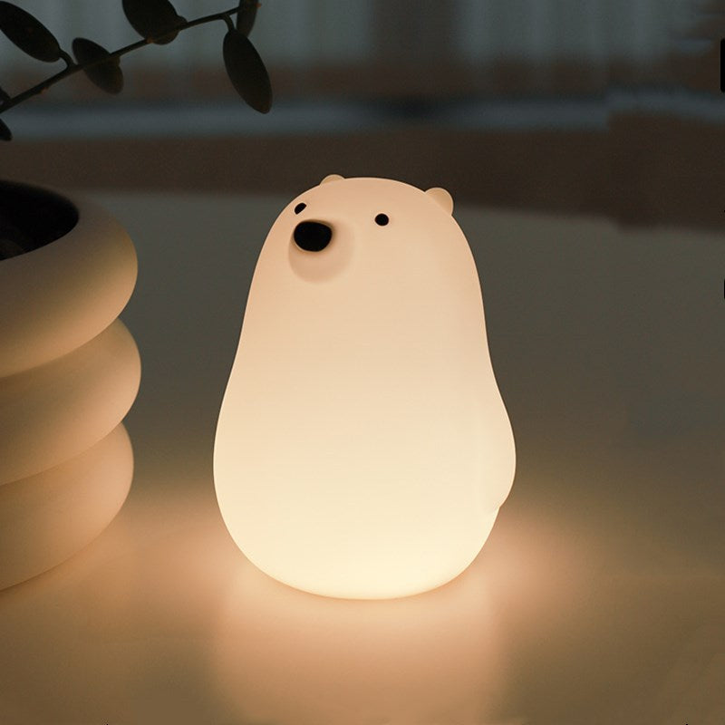 Cute White Bear Night Lights for Kids, USB Rechargeable Silicone Lamps with Touch Sensor, Timer Auto Shutoff, Bedroom Decor for Gifts Girls Kids Night Lights White(Color:White)