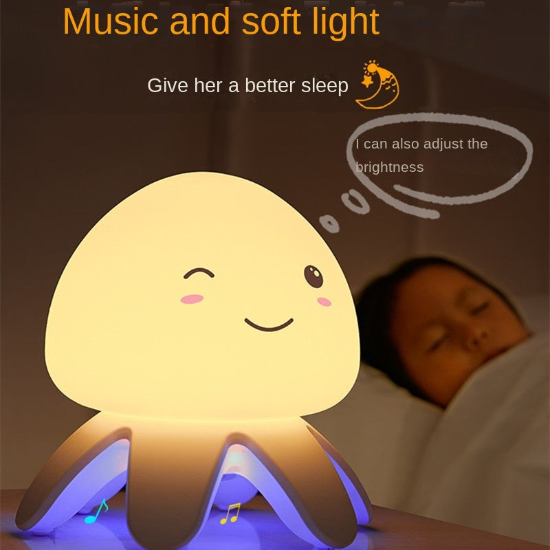 Night Light for Kids, Cute Jellyfish Color Changing Rechargeable Silicone Nursery Night Lights with Remote and 5 Sleeping White Noise, Dimmable Tap Control Night Light for Baby Children Kids