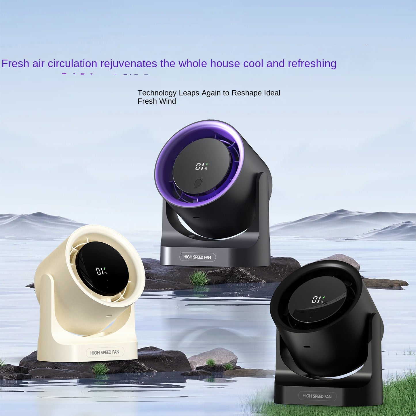 Desk Fan with Battery Operated, Quiet Digital Display Portable Fan, 100 Speeds Small Cooling Fan, Remote Control USB Rechargeable Table Fan for Home, Office, Bedroom (White)