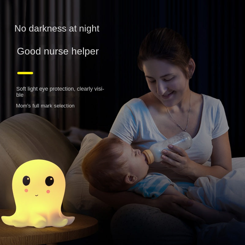 Octopus Night Light Soft Warm Light Octopus Night Light Color Changing Kids Night Lights Octopus Cartoon Bedside LED Lamp Battery Powered