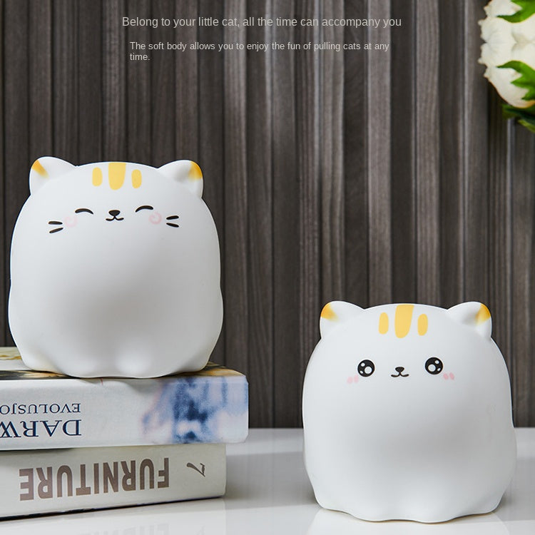 Luz noturna de gato fofo para crianças, 7 cores, lâmpada de animal com luzes recarregáveis USB para berçário de bebê luz noturna para meninas, meninos, crianças, bebês, bebês e gatos de silicone