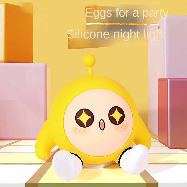 Egg Party Silicone Night Light – Pat Control Bedside Lamp with Sensor, Cute Bedroom Decor & Creative Gift