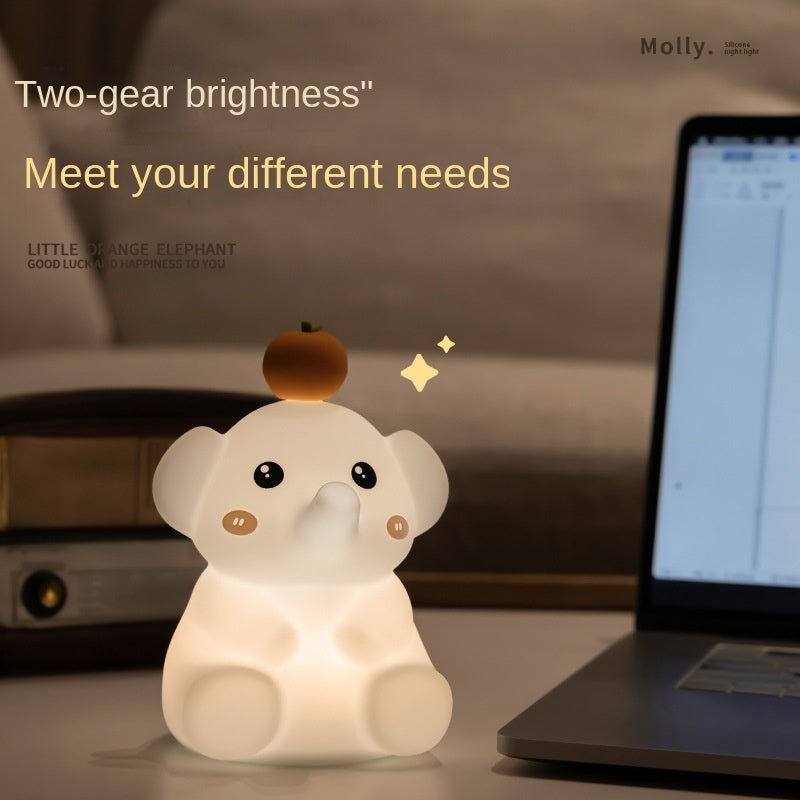 Cute LED Elephant Decor Lamp, Silicone Dimmable Rechargeable Nursery Night Light for Kids, Touch Bedside Table Lamp Modern Lamp for Bedroom Living Room, Elephant Gifts for Women Kids - Pink