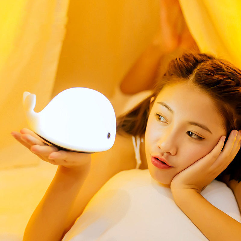 Cute Whale Night Light for Kids,Kawaii Baby with 7 LED Colors Changing,Tap Control Nursery Squishy Lamp,USB Rechargeable,Birthday Gifts Baby,Girls,Boys,Toddler,Children-OURRY