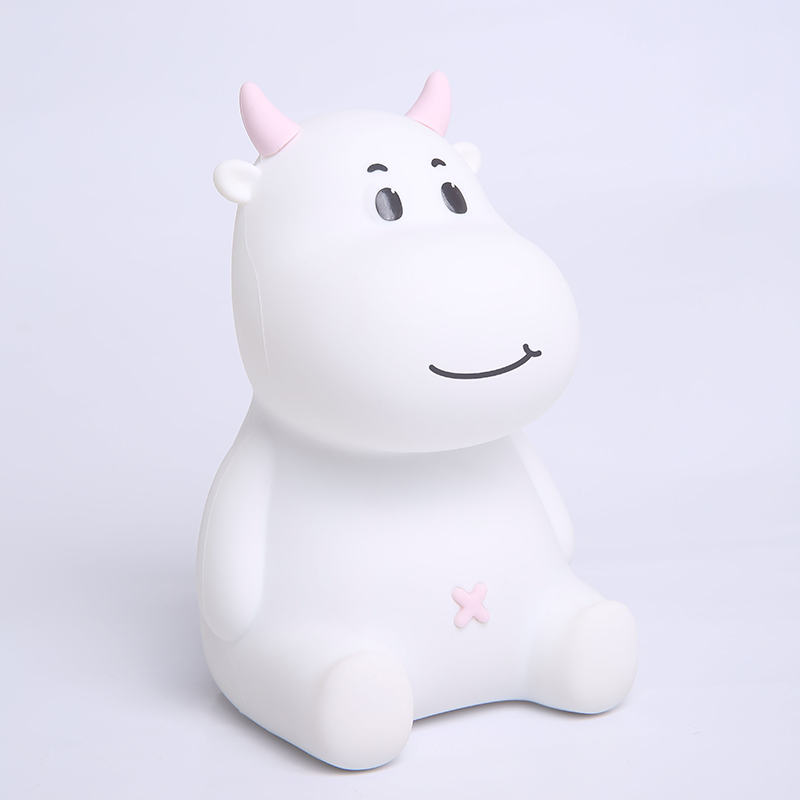 Cute Cow Night Light for Kids, Soft Silicone Nursery Lamp, 7 Color Changing Nightlight with Touch, Baby LED Lamp Toys Gifts for Girls/Boys
