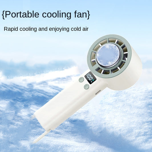 2025 Portable Mini Cooling Fan  Handheld Ice Compress Fan with 5 Speeds & Type-C Rechargeable Battery