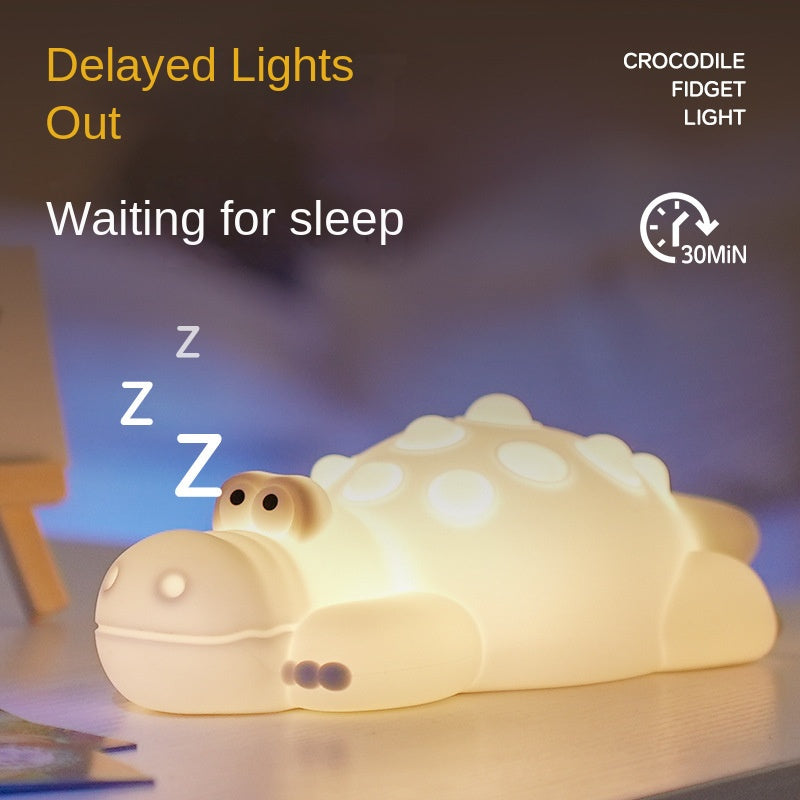 crocodile night light cartoon cute children's birthday gift atmosphere night light bedroom sleeping companion silicone pat light