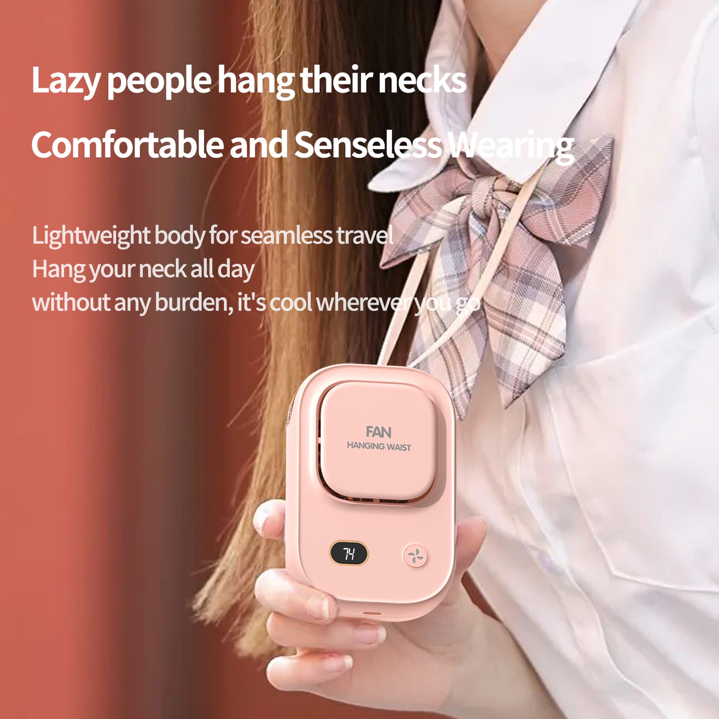 Portable Waist Clip Fan Wearable Belt Fan 2000mAh Battery Powered Rechargeable Body Fan for Outdoor Works Farm Hiking Camping