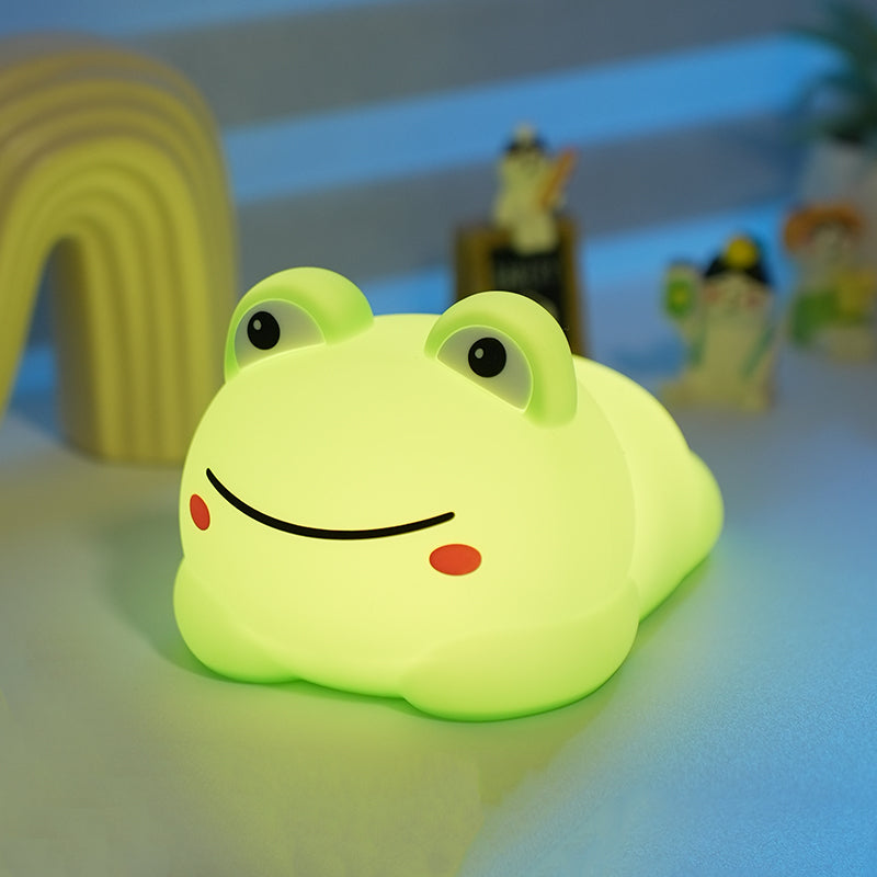 Cute Frog Silicone Night Light – Rechargeable Touch Sensor Lamp with Music & RGB Modes, Kids Nursery & Bedroom Decor