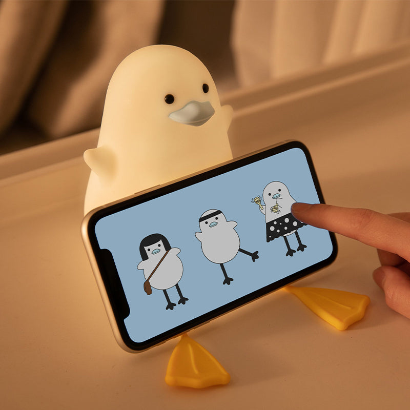 LED Silicone Duck Night Light Cute Light Up Dimmable Nursery Nightlight Rechargeable Bedside Touch Lamp for Breastfeeding