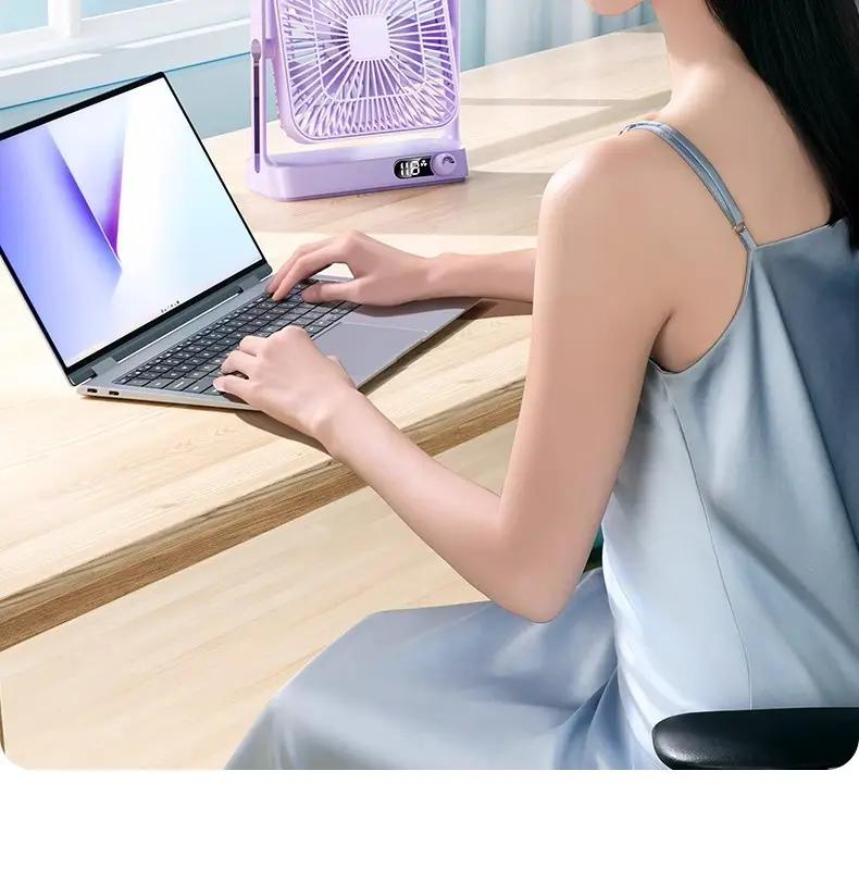 Dropshipping 3600 Mah Portable Desktop Fan Multifunctional Folding Type-C Rechargeable Fan With Digital Display