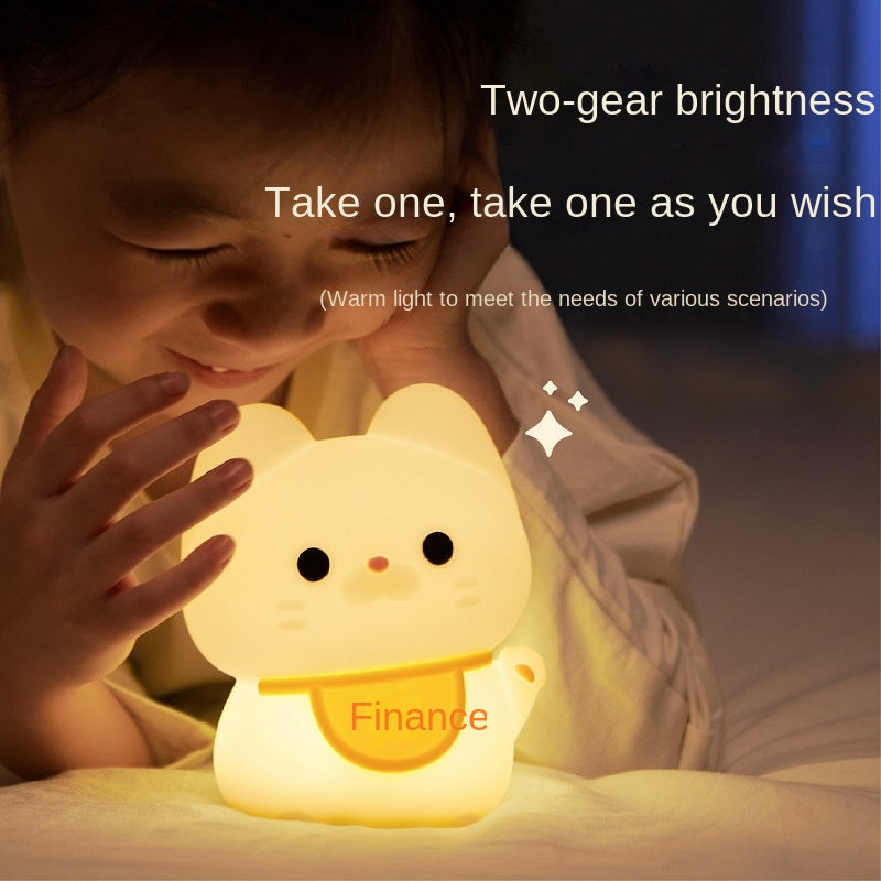 Lucky Cat Light, Kawaii Silicone with Rechargeable for Fortune Money and Good Luck Touch Sensor Night Lamp for Room Table, Cute Cat Lamp Gifts for Women Teen Girls Girlfriend Wife Friends