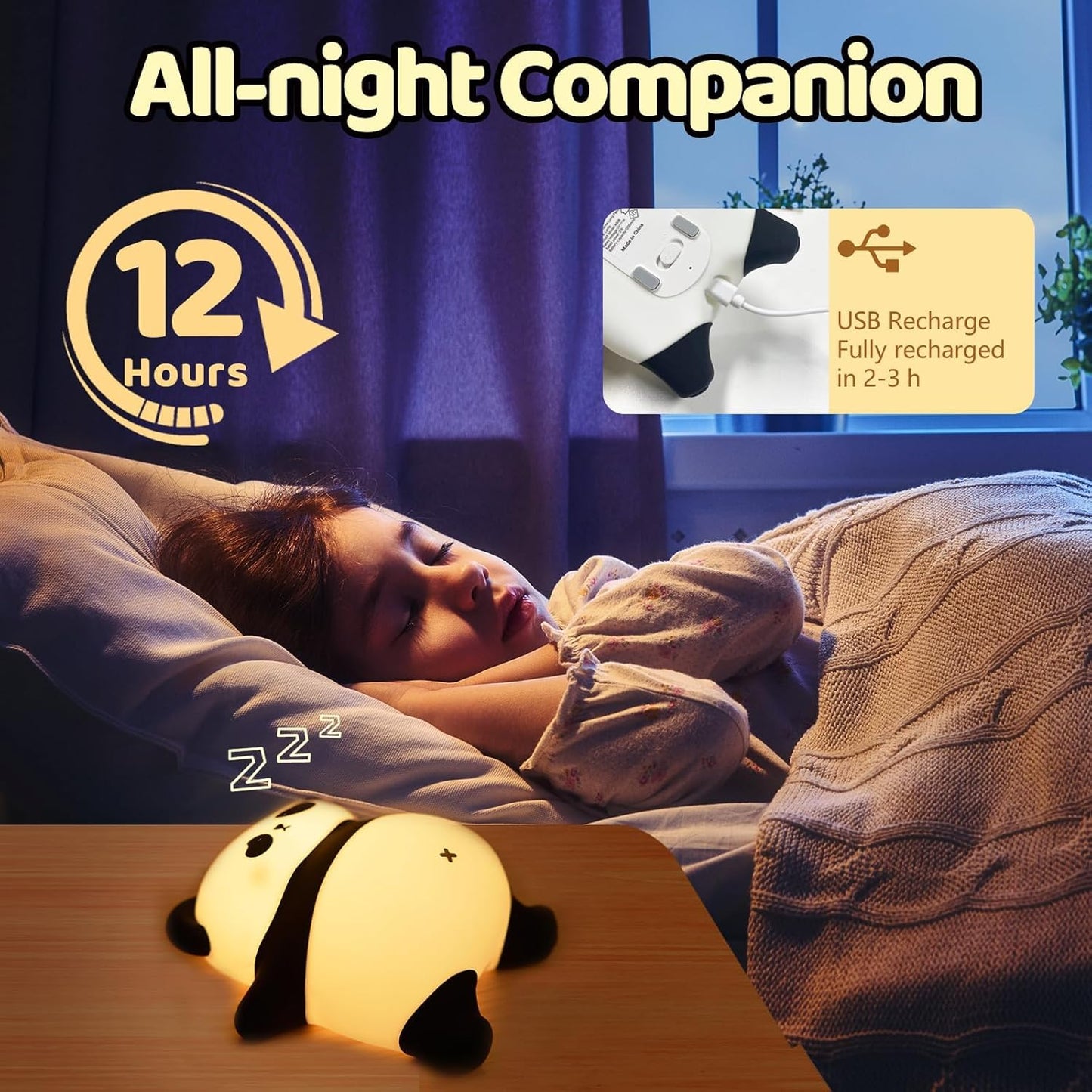 Rechargeable Cute Panda Night Light 3 Level Dimmable Nursery Nightlight with Timer Silicone Light Cute Animal Night Lamp for Breastfeeding Toddler Baby Kids Decor Squishy Lamps Girls Panda Gifts