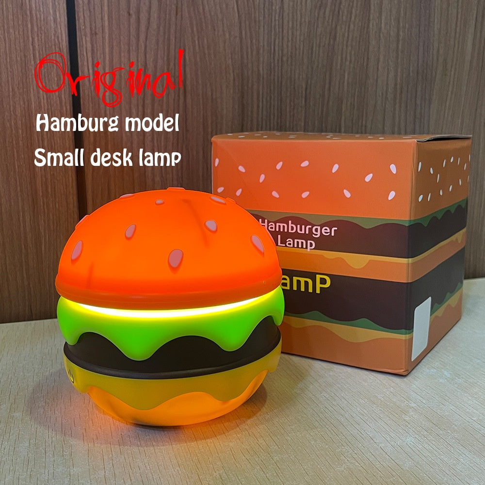 Cute Desk Lamp for Kids, Rechargeable Hamburger Small Desk Lamps with Adjustable Neck Dimmable Touch Switch, Reading Table lamp, Kawaii Desk Accessories Room Decor for Boys Girls Gifts