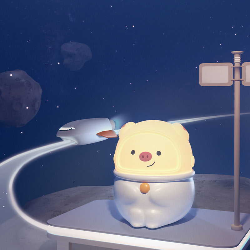 Juego de 1 luz LED con forma creativa, aspecto adorable ilicona, diseño de cerdo, panda con cable de carga, luz nocturna de ensueño para recámara, panda