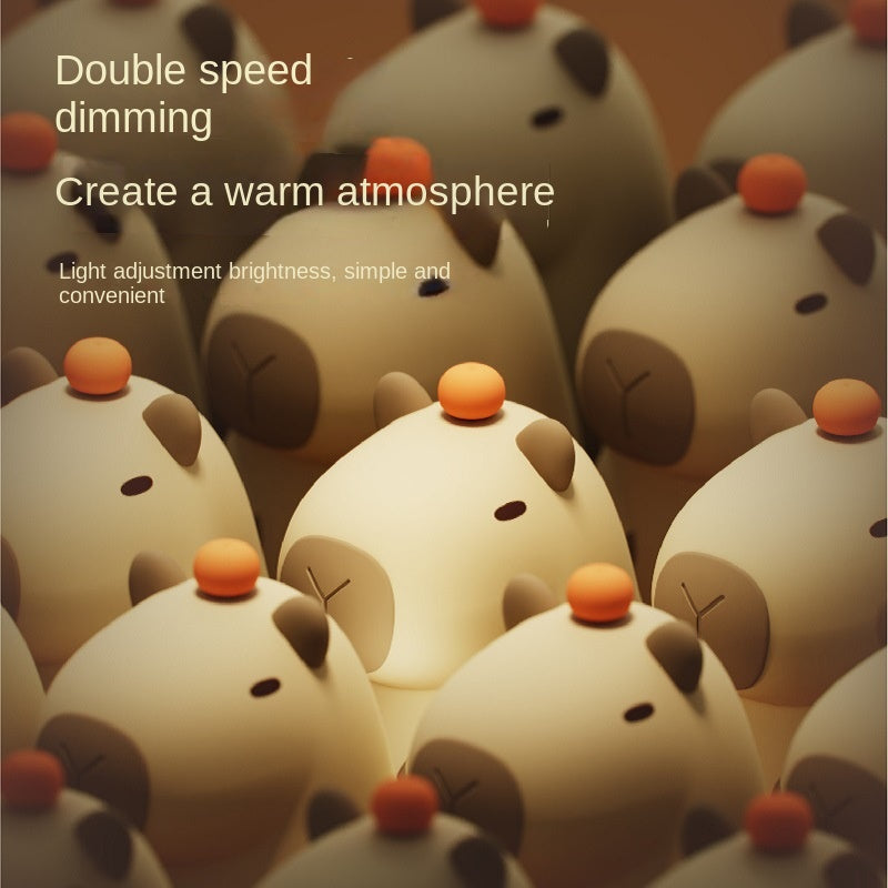 Capybara Night Light Cute Animal Silicone Nursery Night Light Rechargeable Table Lamp Bedside Lamp with Touch Sensor for Bedrooms Living Room