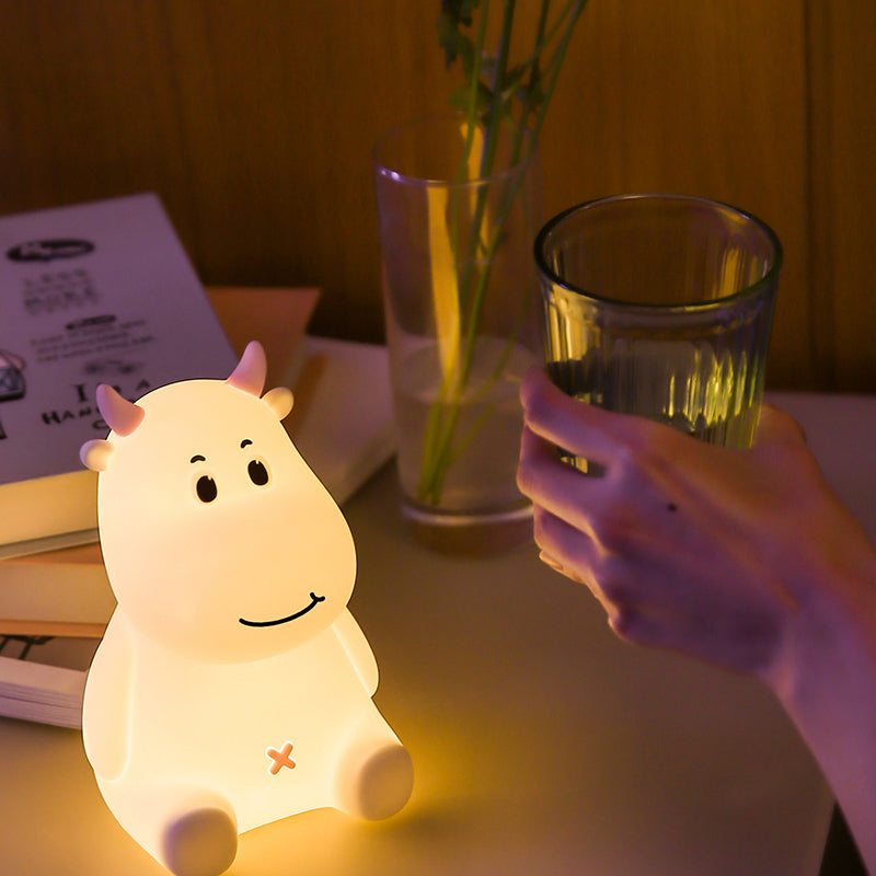 Cute Cow Night Light for Kids, Soft Silicone Nursery Lamp, 7 Color Changing Nightlight with Touch, Baby LED Lamp Toys Gifts for Girls/Boys