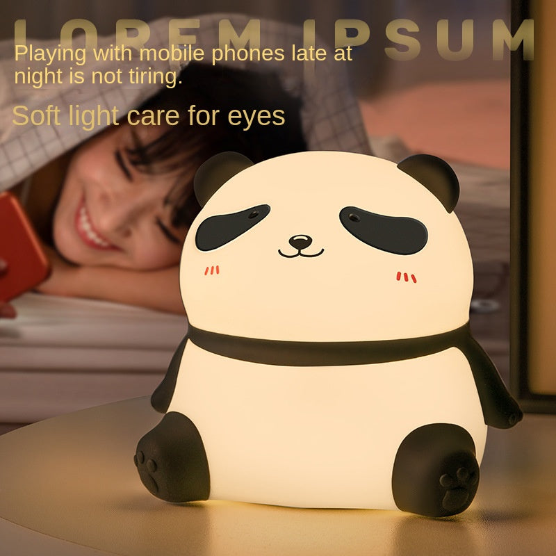 Cute Waving Panda Night Light,Panda gifts,Food Grade Silicone Touch Night Light for Baby Nursery,2 Level Dimmable Nursery Nightlight,Rechargeable Bedside Lamp for kids,Cute Decor for Bedroom