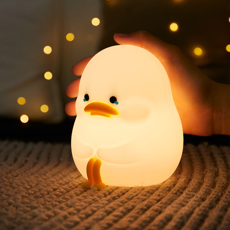 Night Light for Kids - Emo Duck Premium Silicone Lamp, Cute and Dimmable Nightlight for Soothing Bedtime Ambience, Multiple Nightlights