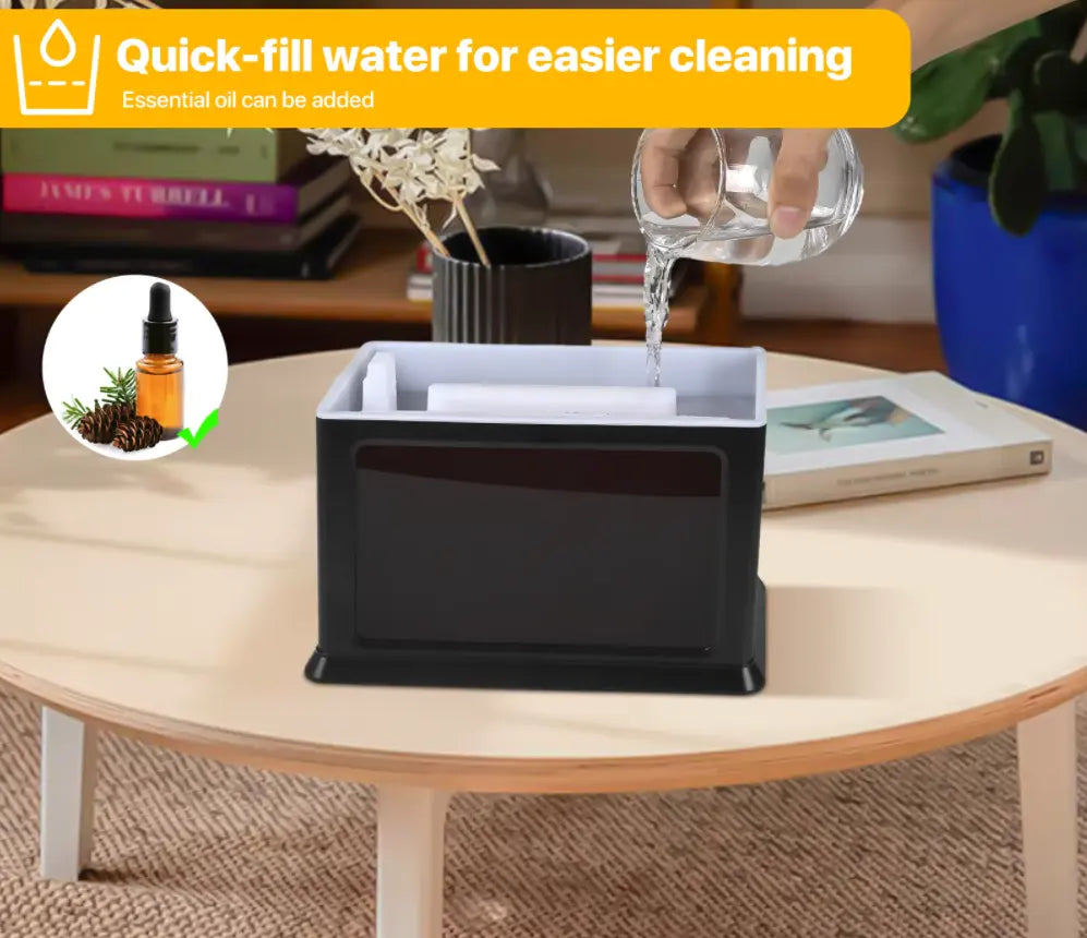 Chimney air humidifier, fragrance diffuser, essential oil diffuser, elegant 3D carbon appearance, adjustable timer and automatic shut-off safety function