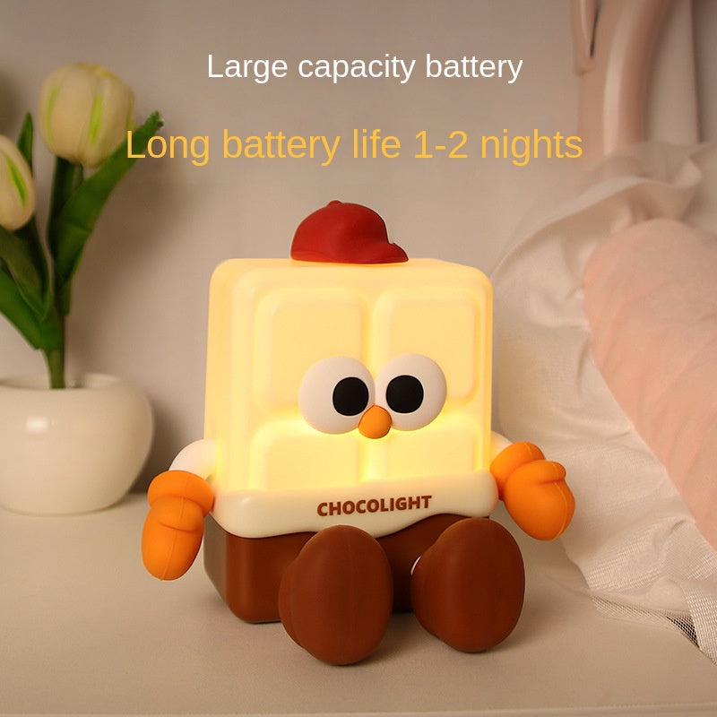 Chocolate Night Light,Cute LED Chocolate Lamp,Rechargeable Bedside Tap Lamp with Touch Sensor,Funny Office Desk Decor