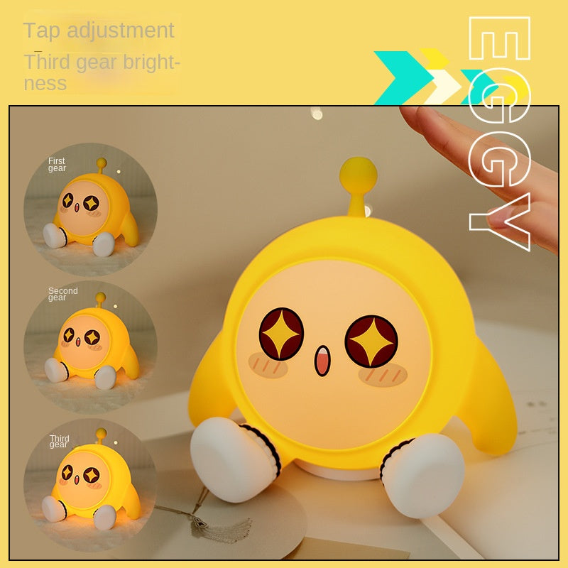 Egg Party Silicone Night Light – Pat Control Bedside Lamp with Sensor, Cute Bedroom Decor & Creative Gift
