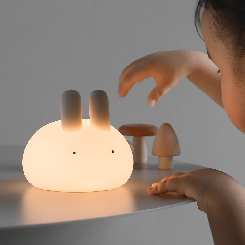 Night Light for Kids, Cute Squishy Bunny Bedside Lamp, Kawaii Animals Silicon Light Up for Boys and Girls, LED Decor Nightlight for Toddler Bedroom and Kid Room.