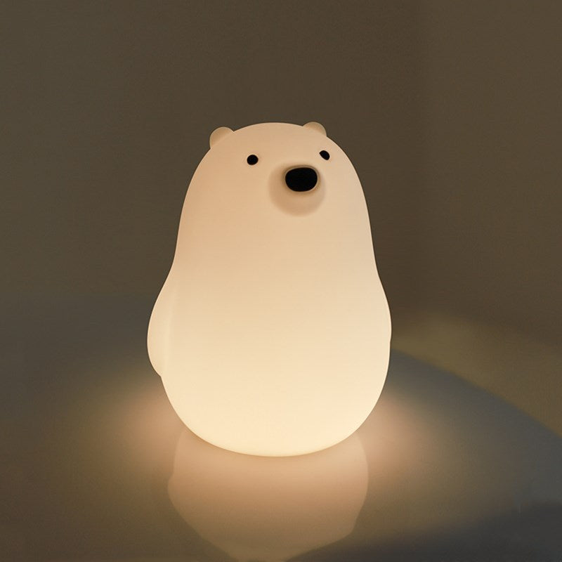 Cute White Bear Night Lights for Kids, USB Rechargeable Silicone Lamps with Touch Sensor, Timer Auto Shutoff, Bedroom Decor for Gifts Girls Kids Night Lights White(Color:White)
