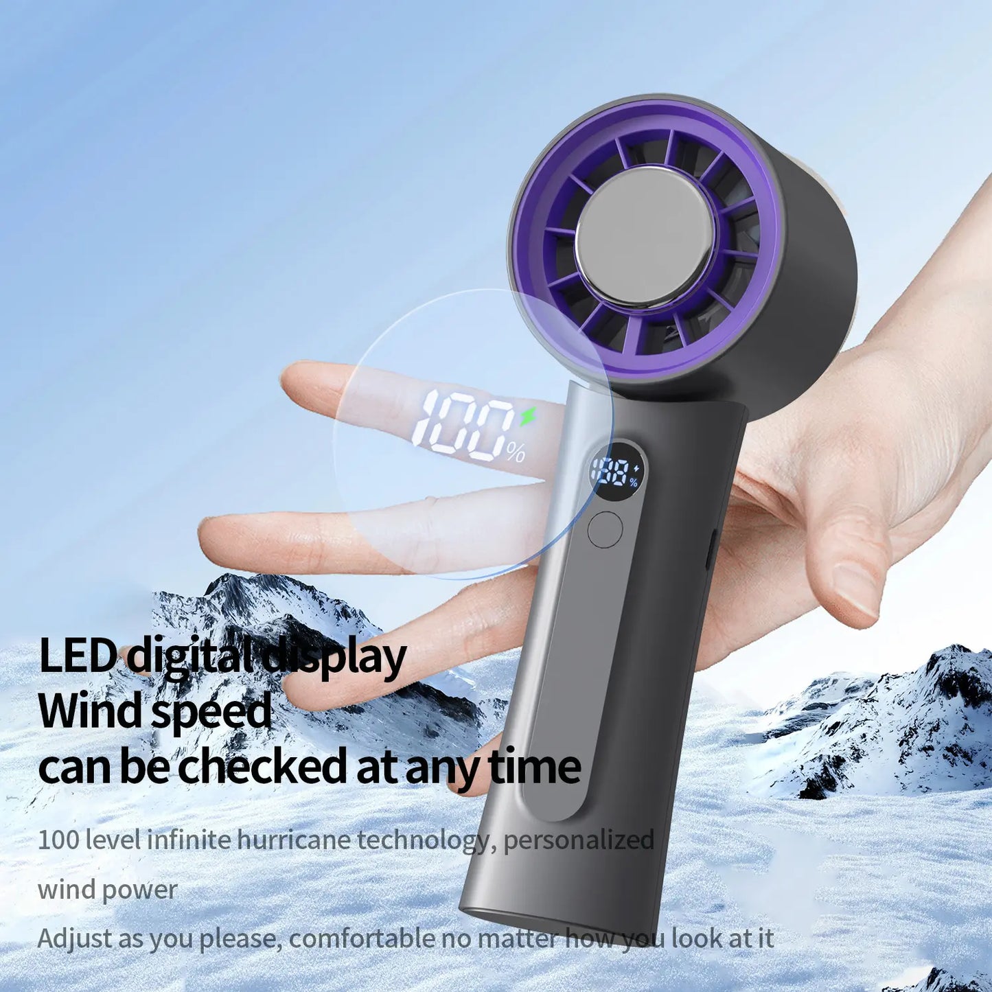 Multifunction Portable Refrigeration Fan Foldable Electr Hand Fan Digital Display Icing High Speed Air Cooling Mini Fan