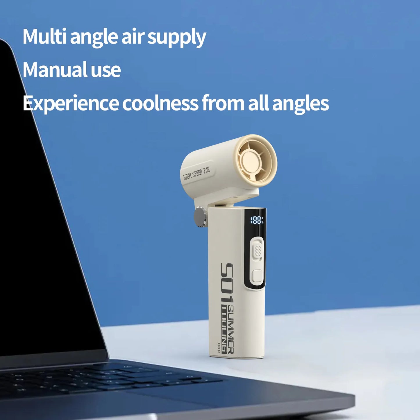 2025 Mini Handheld Rechargeable Fan Brushless Motor with Li-ion Battery Adjustable Angle Blowing Handheld Fan