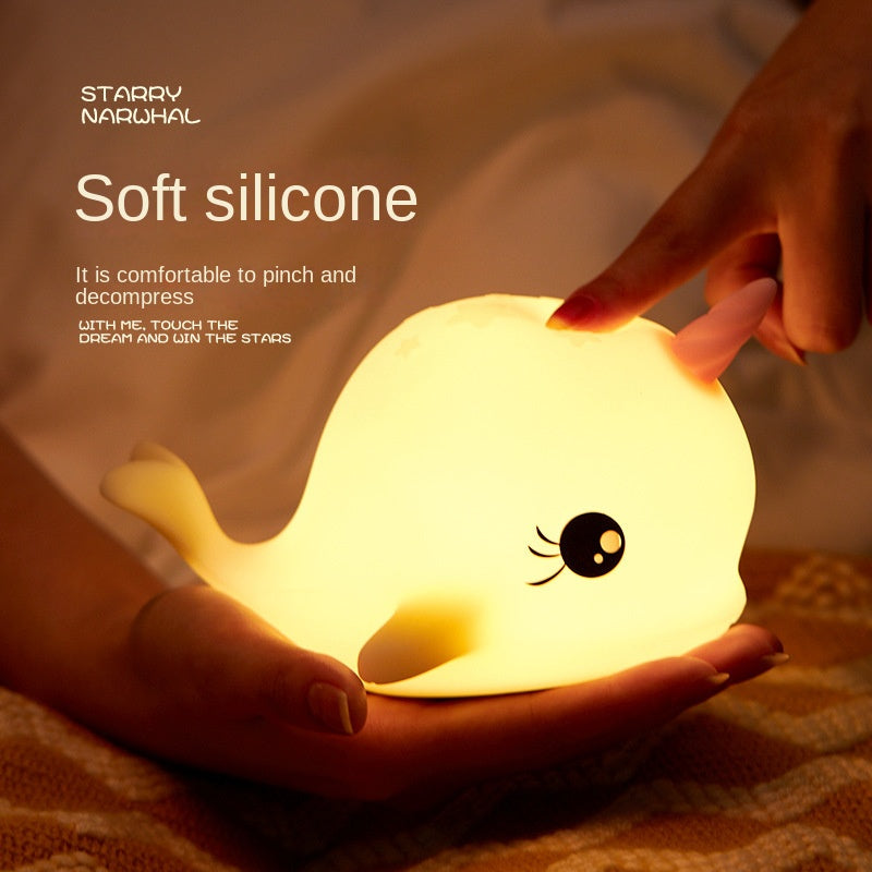 Led-nachtlampje voor kinderen, babynachtlampje, dimbaar met 7 kleurveranderingen en timer, oplaadbaar borstvoedingslicht, dimbaar, touch-nachtlampje voor kinderkamer (walvis)