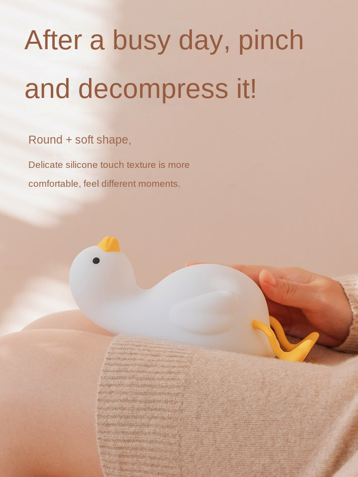 Cute Duck Night Light, LED Squishy Duck Lamp, Silicone Dimmable Nursery Nightlight, Rechargeable Bedside Touch Lamp, Recordable Repeatable Voice Funny Phone Holder, Gifts for Boys Girls