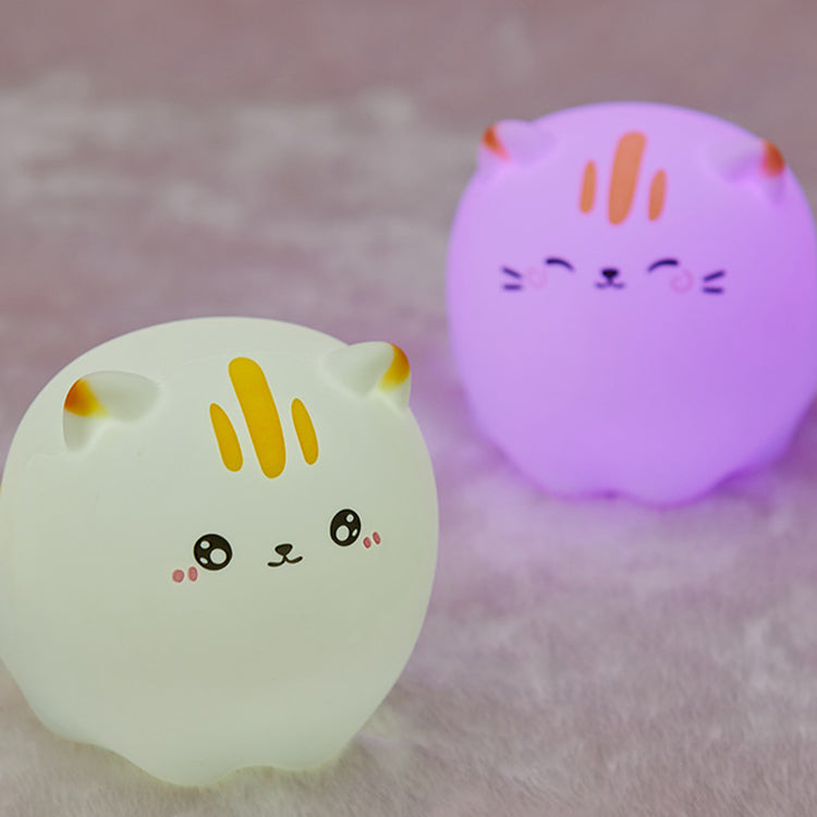 Luz noturna de gato fofo para crianças, 7 cores, lâmpada de animal com luzes recarregáveis USB para berçário de bebê luz noturna para meninas, meninos, crianças, bebês, bebês e gatos de silicone