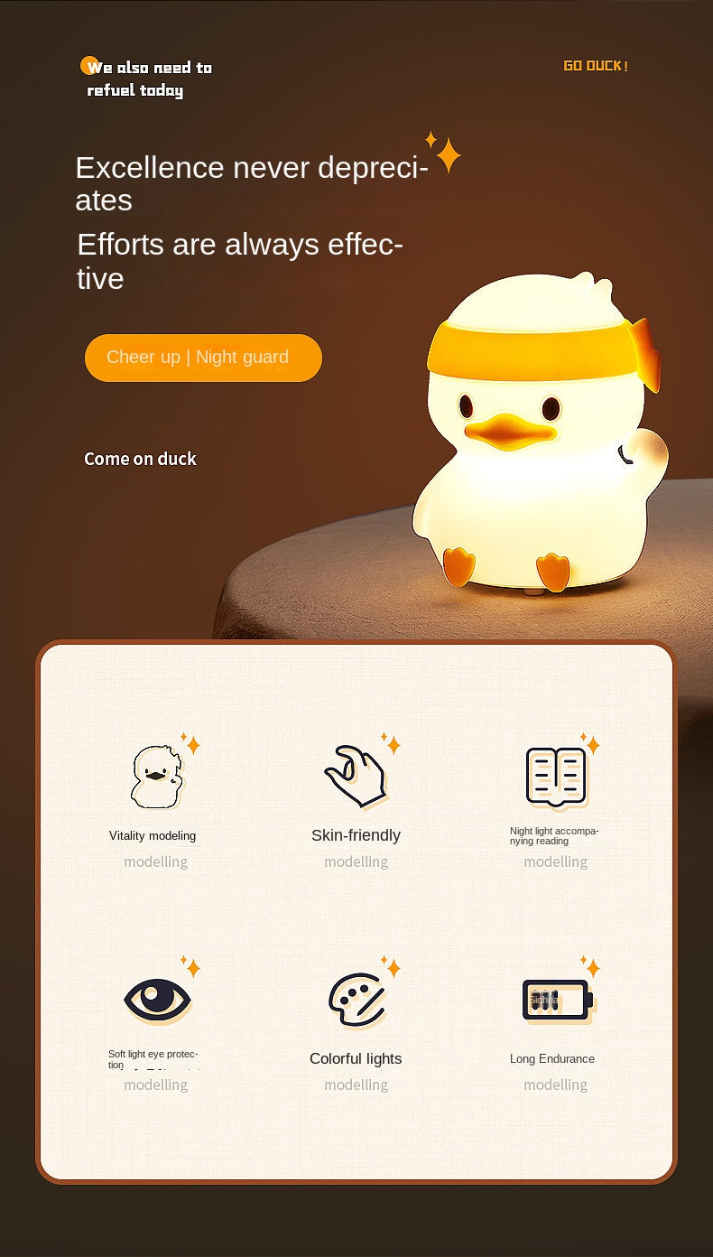 Kids Night Lights Cute Silicone Duck Nursery Lamp for Baby Toddler RGB Animal Night Light for Bedroom Kids Room Gift