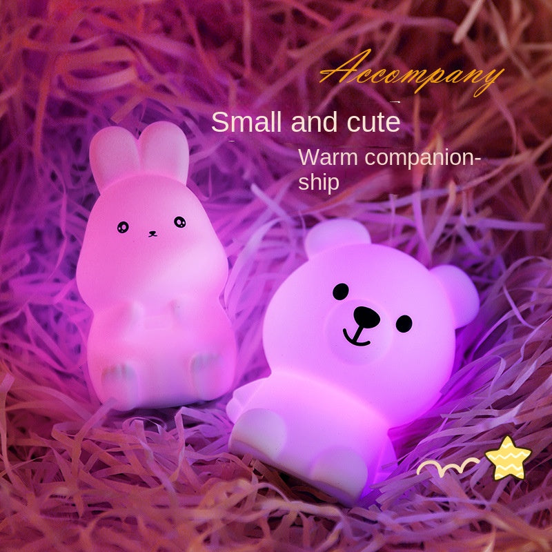 GoLine Mini Bunny Night Lights for Kids Ages 3-8, Cute Silicone Easter Rabbit Lamp with 7 Color, Christmas Birthday Toys Gifts for 4 5 6 7 8 9 10 Year Old Girls Boys Baby Toddlers.