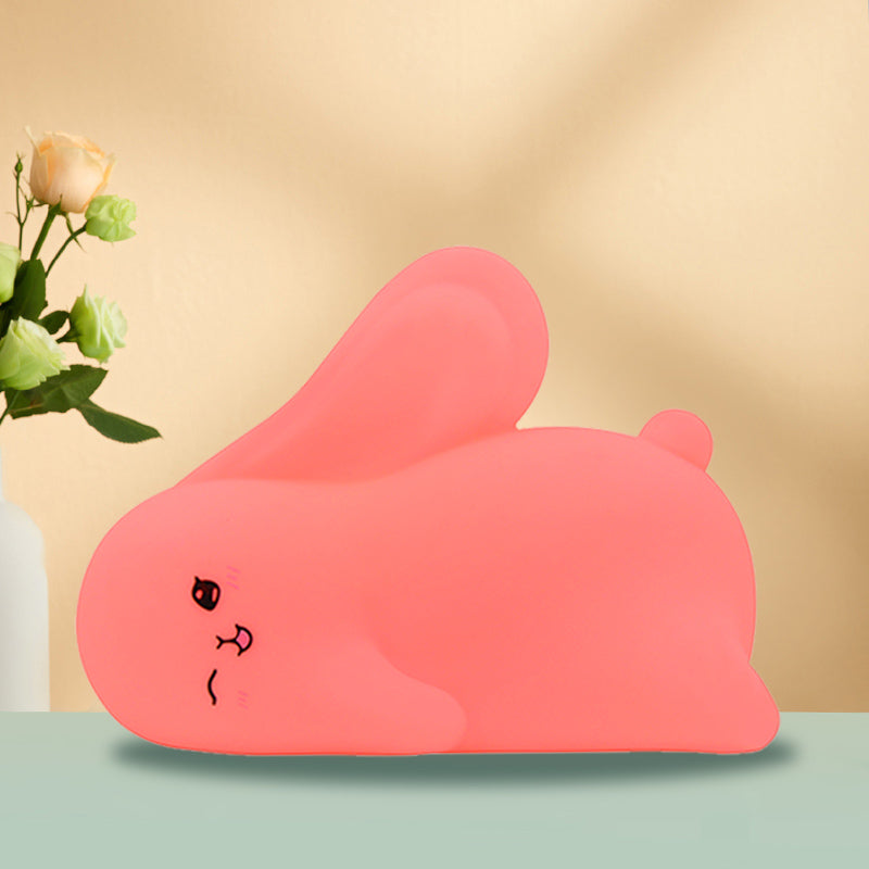 Luz Nocturna Infantil Silicona Lampara Bebe Noche con control Táctil y 15 Modos de iluminación Luz Bebe Nocturna Conejo Recargable por USB para Niños y Niñas