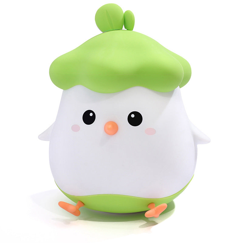 Night Light for Kids,Cute Vegetable Chicken Night Lights,USB Rechargeable Kids Lamp,Timing Function,Cute Room Decor,Baby Night Light for Boys Girls Childrens Students Gift (Green)