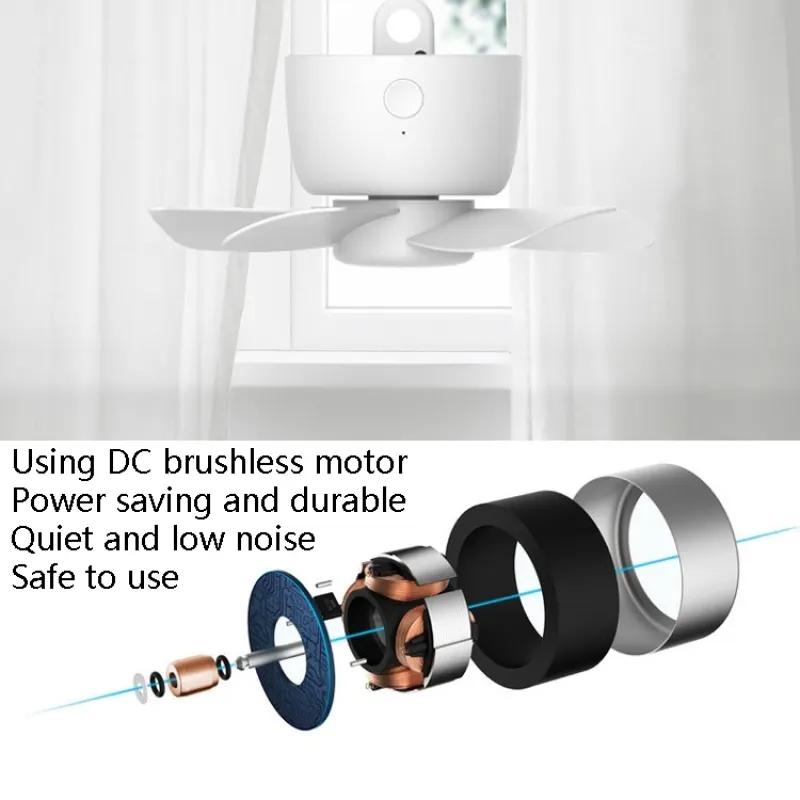 USB Rechargeable Small Ceiling Fan with Wireless Remote Control Outdoor Camping Dormitory Long Battery Life High Wind Power Mini Ceiling Fan