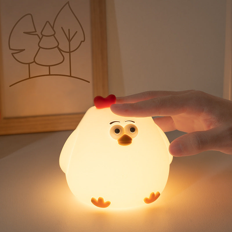 Night Light for Kids, Cute Silicone Nursery Chicken Lamp for Baby and Toddler,Animals NightLight for Boys and Girls,Squishy Night Lamp for Bedroom,Kawaii Bedside Lamp for Kids Room