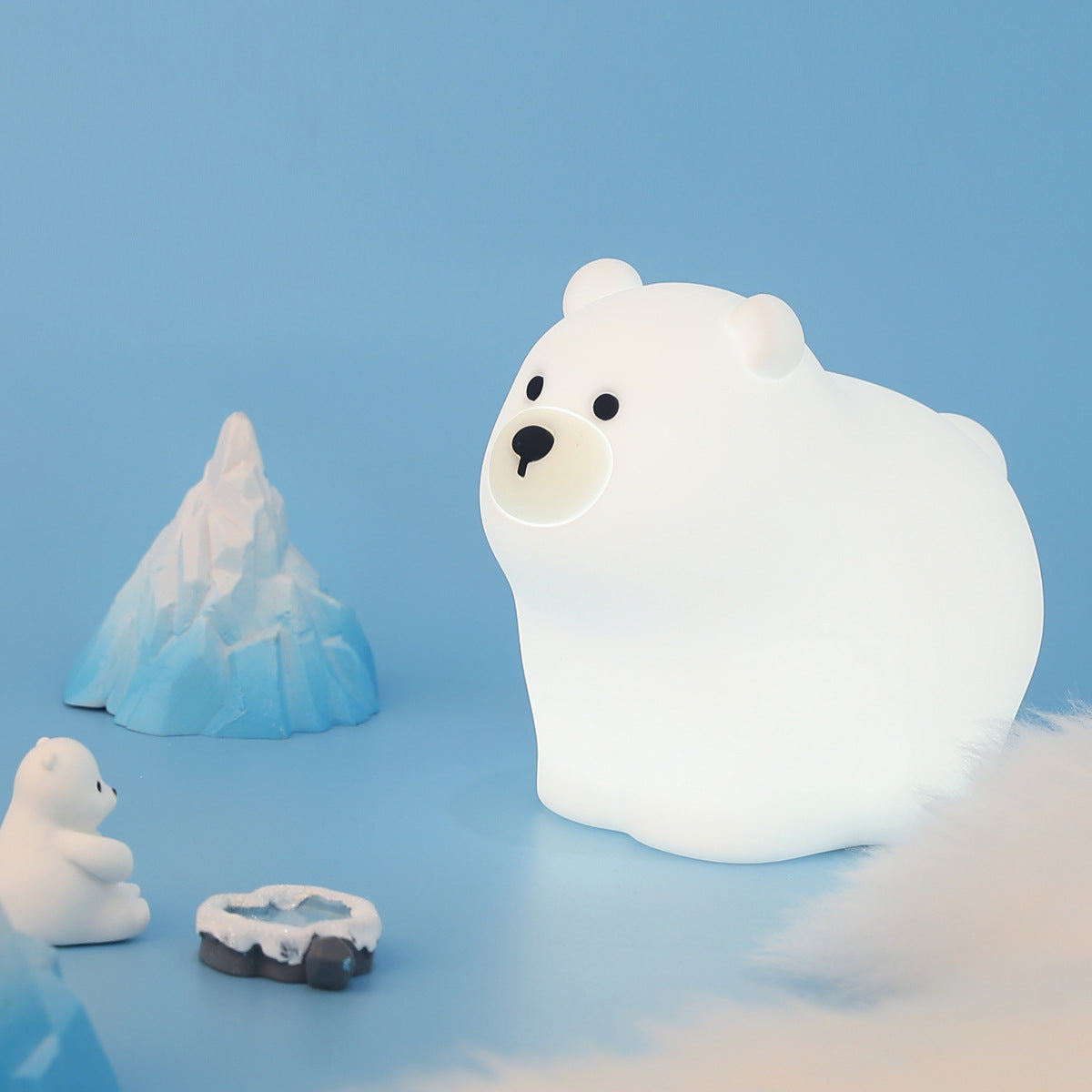 Little Bear Patting Silicone night light, children's bedroom, baby feeding, cute and creative night light, soft light, eye-protecting sleep light