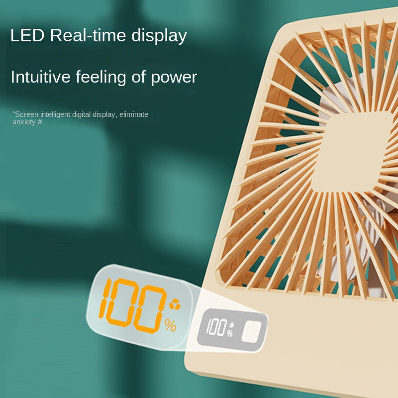 Desktop Mini Fan with Digital Display, Super Silent for Office Foldable Portable Personal Handheld USB Rechargeable Type