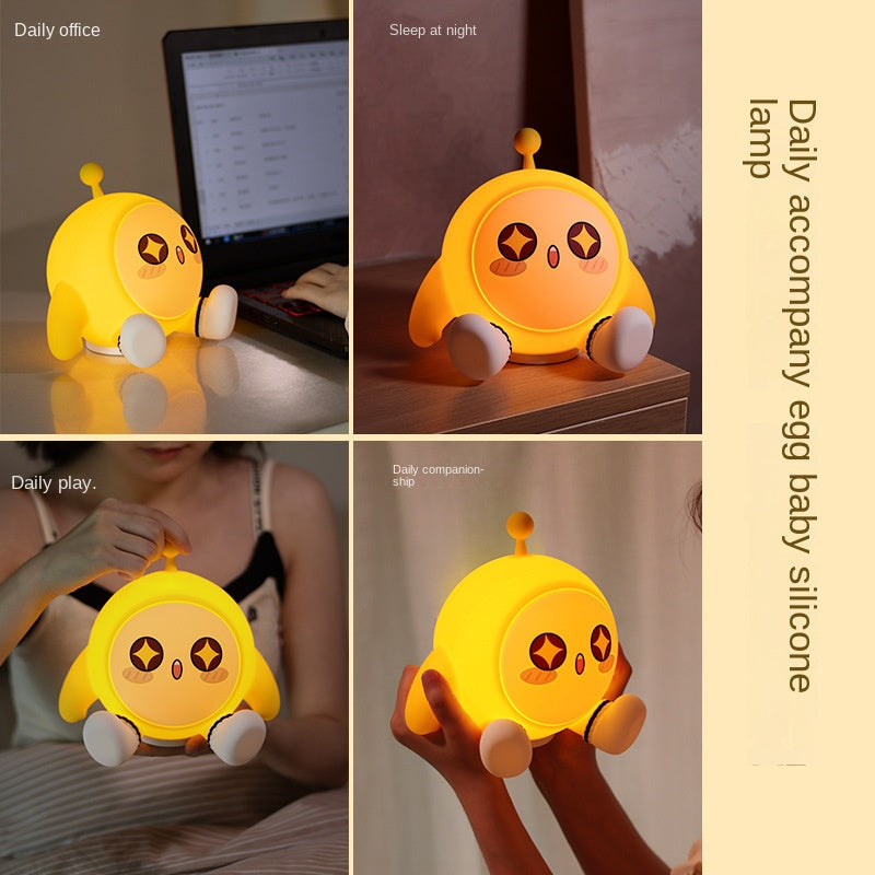Egg Party Silicone Night Light – Pat Control Bedside Lamp with Sensor, Cute Bedroom Decor & Creative Gift