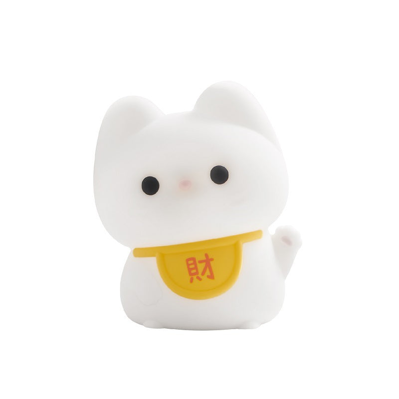 Lucky Cat Light, Kawaii Silicone with Rechargeable for Fortune Money and Good Luck Touch Sensor Night Lamp for Room Table, Cute Cat Lamp Gifts for Women Teen Girls Girlfriend Wife Friends