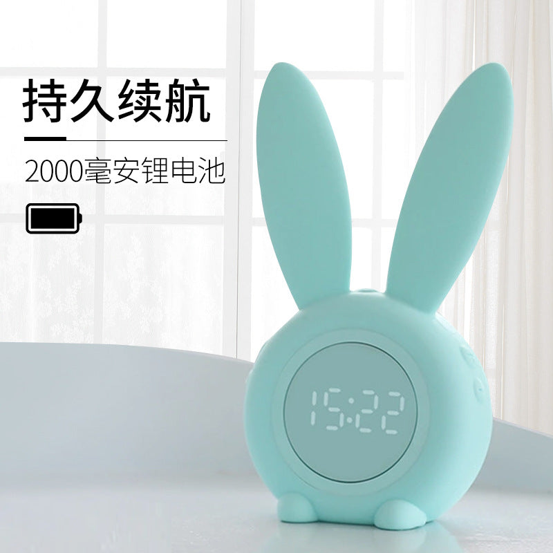 XRZ-N003 Cute Rabbit Digital Alarm Clock for Kids & Students – Multi-Function Desk Clock with Snooze, Night Light, Timer & Voice Control